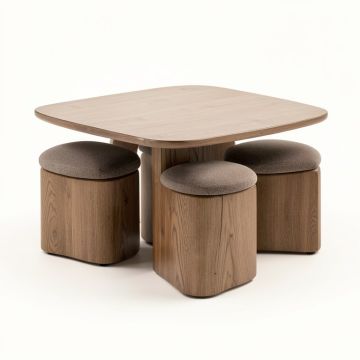 Landaverde Coffee Table With Nested Stools (synthetic illustration; no displayed measurements)