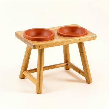 Vale Dale Pet Feeding Stand With Two Plain Empty Bowls - Terracotta (synthetic illustration; no displayed measurements)