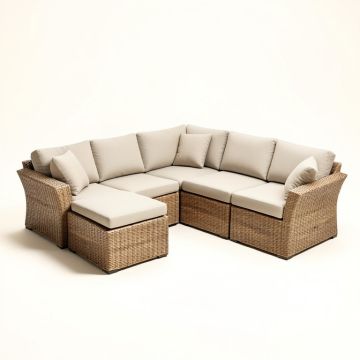 Consuelo 8 Piece Rattan Sectional Seating Group With Cushions (synthetic illustration; no displayed measurements)