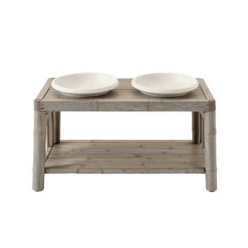 Cedar Canyon Pet Feeding Stand With Two Plain Empty Bowls - Gray