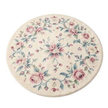 Round Eliphaz Floral Shag Ivory/Pink/Blue Area Rug