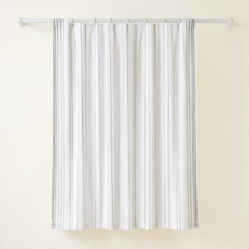 River Brook Shower Curtain Hanging Flat From A Plain Rod - White (synthetic illustration; no displayed measurements)