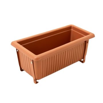 Spruce Brook Empty Railing Planter With Integral Brackets - Terracotta (synthetic illustration; no displayed measurements)