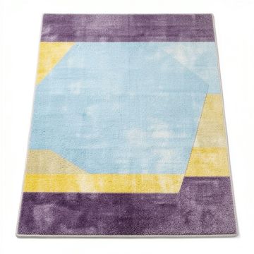 Cube Light Blue/Yellow/Plum Area Rug (synthetic illustration; no displayed measurements)