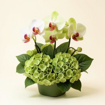 32 '' Hx28 '' W Phalaenopsis , Dendrobium Orchid & Hydrangea Silk Flower Arrangement -Orchid/Green (synthetic illustration; no displayed measurements)