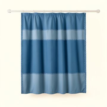 Summit Crossing Shower Curtain Hanging Flat From A Plain Rod - Blue (synthetic illustration; no displayed measurements)