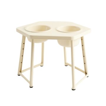 Brook Bluff Pet Feeding Stand With Two Plain Empty Bowls - Ivory