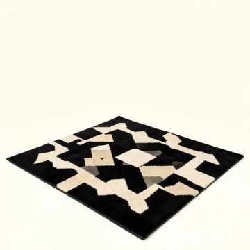 Hardage Geometric Tufted Wool Black/Beige Area Rug (synthetic illustration; no displayed measurements)