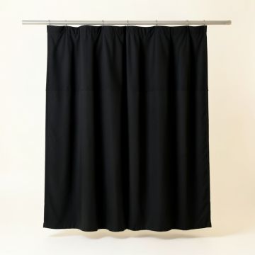 Juniper Bluff Shower Curtain Hanging Flat From A Plain Rod - Black (synthetic illustration; no displayed measurements)
