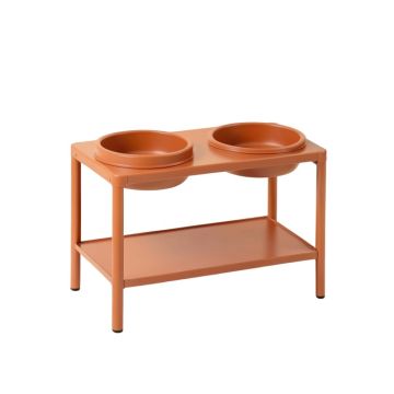 Lake Bluff Pet Feeding Stand With Two Plain Empty Bowls - Terracotta