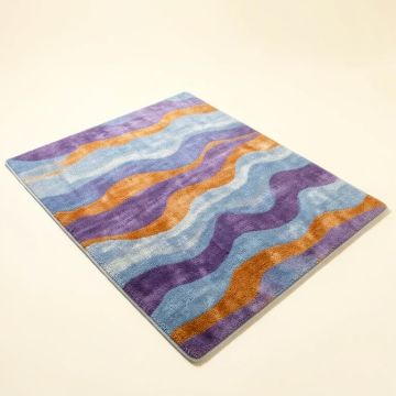 Ombre Hand Drawn Waves Sky Blue/Purple/Orange Area Rug (synthetic illustration; no displayed measurements)
