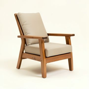 Fina Outdoor Hardwood Patio Chair With Cushions (synthetic illustration; no displayed measurements)