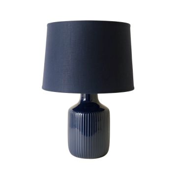 Lake Dale Table Lamp With A Plain Fabric Shade - Navy