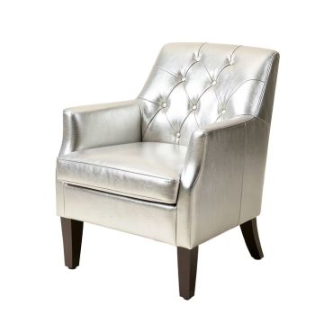 Barrowman Tufted Upholstered Side Chair In Metallic Platinum