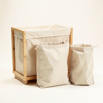 Brook Crest Laundry Sorting Station With Plain Removable Bags - Beige (synthetic illustration; no displayed measurements)