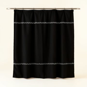 Cliff Edge Shower Curtain Hanging Flat From A Plain Rod - Black (synthetic illustration; no displayed measurements)