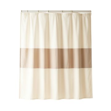 Cedar Bluff Shower Curtain Hanging Flat From A Plain Rod - Cream