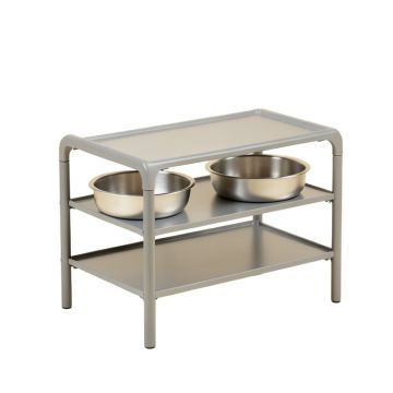 Linden Dale Pet Feeding Stand With Two Plain Empty Bowls - Gray