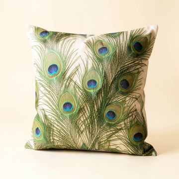 Cat Coquillette Peacock Feather Original Throw Pillow (synthetic illustration; no displayed measurements)