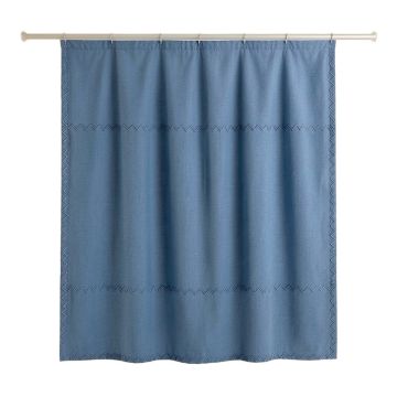 Hazel Falls Shower Curtain Hanging Flat From A Plain Rod - Blue (synthetic illustration; no displayed measurements)