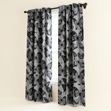 Mid Century Modern Abstract Butterfly Pattern Window Curtains (synthetic illustration; no displayed measurements)