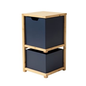 Sage Branch Freestanding Pull-Out Hamper Cabinet - Navy