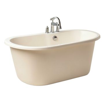 67 '' X 32 '' Freestanding Soaking Fiberglass Bathtub With Faucet