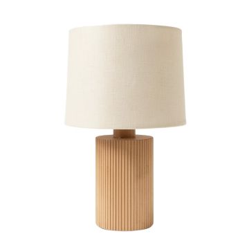 Willow Arc Table Lamp With A Plain Fabric Shade - Beige