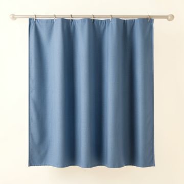 Dune Branch Shower Curtain Hanging Flat From A Plain Rod - Blue (synthetic illustration; no displayed measurements)