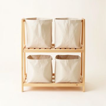 Fern Dale Laundry Sorting Station With Plain Removable Bags - Beige (synthetic illustration; no displayed measurements)