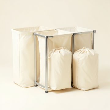 River Dell Laundry Sorting Station With Plain Removable Bags - Ivory (synthetic illustration; no displayed measurements)