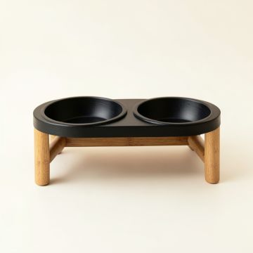 Summit Dell Pet Feeding Stand With Two Plain Empty Bowls - Black (synthetic illustration; no displayed measurements)