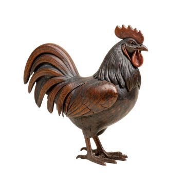 Cousar Metal/Wood Rooster Figurine