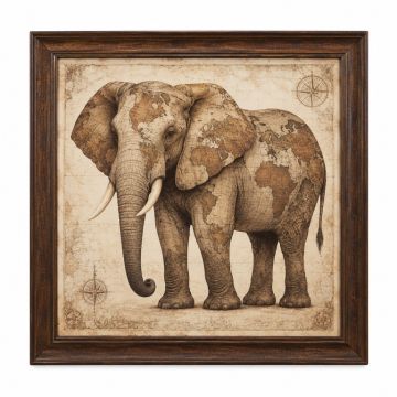 Global Elephant Framed Graphic Art