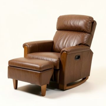 Quarles 30 '' Wide Faux Leather Manual Glider Standard Recliner With Ottoman (synthetic illustration; no displayed measurements)