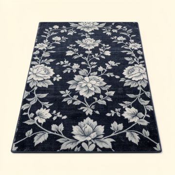 Hillsby Floral Dark Blue/Light Gray Area Rug (synthetic illustration; no displayed measurements)