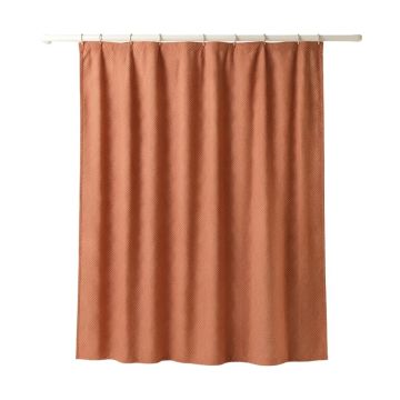 Oak Bend Shower Curtain Hanging Flat From A Plain Rod - Terracotta