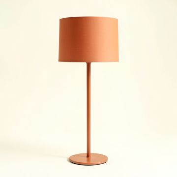 Clay Dell Floor Lamp With A Plain Fabric Shade - Terracotta (synthetic illustration; no displayed measurements)