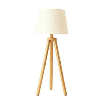 Ash Bridge Floor Lamp With A Plain Fabric Shade - Ivory