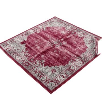 Montenigro Border Hand-Tufted Wool Magenta/Silver Area Rug