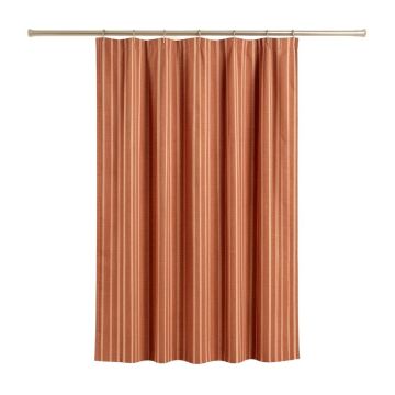 Ash Bridge Shower Curtain Hanging Flat From A Plain Rod - Terracotta