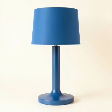 Moss Branch Table Lamp With A Plain Fabric Shade - Blue (synthetic illustration; no displayed measurements)