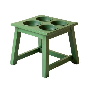 Aspen Field Pet Feeding Stand With Two Plain Empty Bowls - Green
