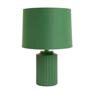 Cove Crest Table Lamp With A Plain Fabric Shade - Green