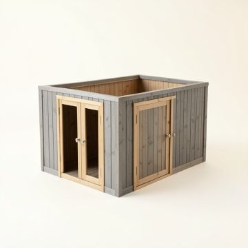 Birch Bend Empty Furniture-Style Litter Enclosure - Gray (synthetic illustration; no displayed measurements)