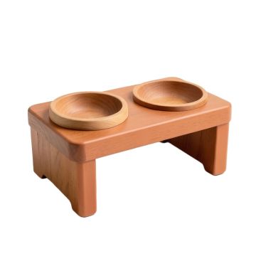 Ash Crossing Pet Feeding Stand With Two Plain Empty Bowls - Terracotta