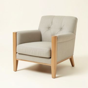Bouwhuis 26.4 '' Wide Tufted Linen Armchair (synthetic illustration; no displayed measurements)