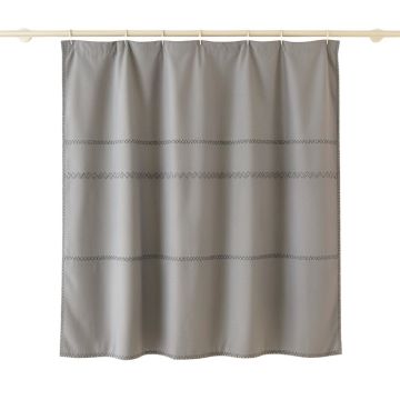 Spruce Edge Shower Curtain Hanging Flat From A Plain Rod - Gray