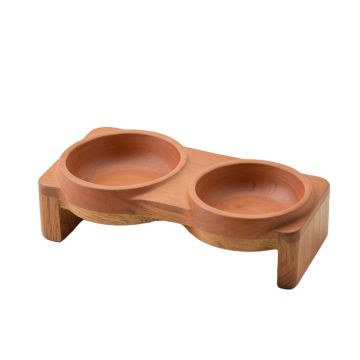 Juniper Field Pet Feeding Stand With Two Plain Empty Bowls - Terracotta