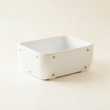Glen Bend Empty Railing Planter With Integral Brackets - White (synthetic illustration; no displayed measurements)